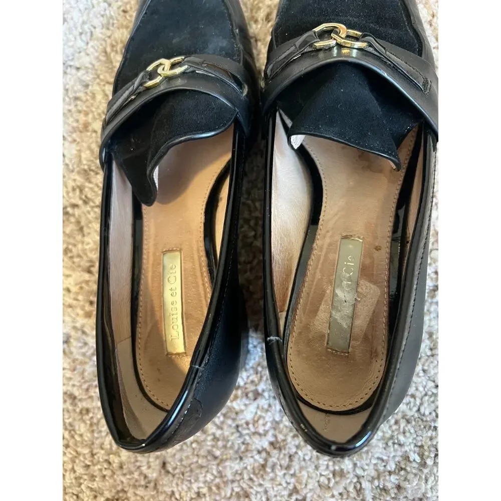 Louise Et Cie Leather Mary Jane Black Square Toe Block Heel Horse Bit Retro 6.5